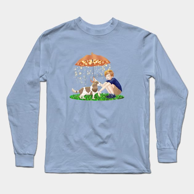 Boy and his Cavalier King Charles Spaniel Dog Long Sleeve T-Shirt by Cavalier Gifts